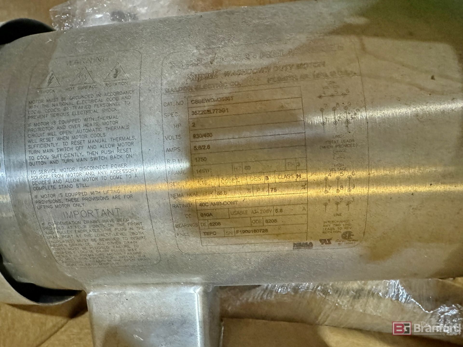 (2) Baldor CSSEWDM3558T Motors & CAT 2530 triplex pump - Image 7 of 13