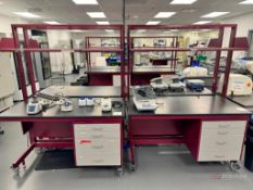 Lot of (2) Lab Benches w/ Casters and Solid Surface
