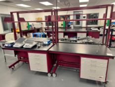 Lot of (2) Lab Benches w/ Casters and Solid Surface