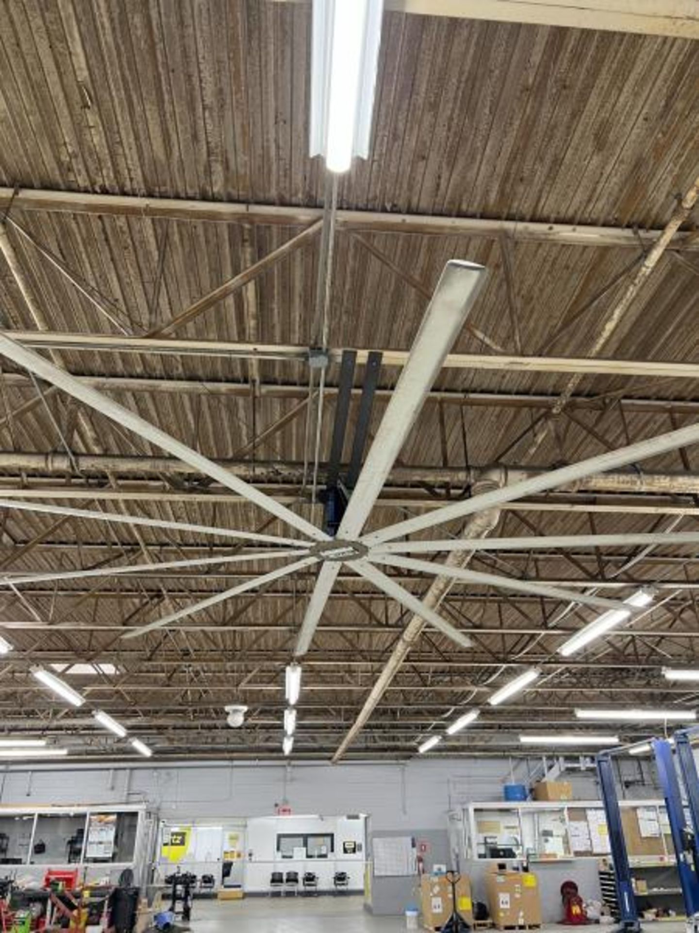 Ceiling Mounted HVLS Large Overhead Shop Fan with (10) Blades; Approx 24' Diameter