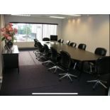 Conference Table with (12) Rolling Chairs & Credenza with Doors & Drawers; Table Breaks Down into 2-