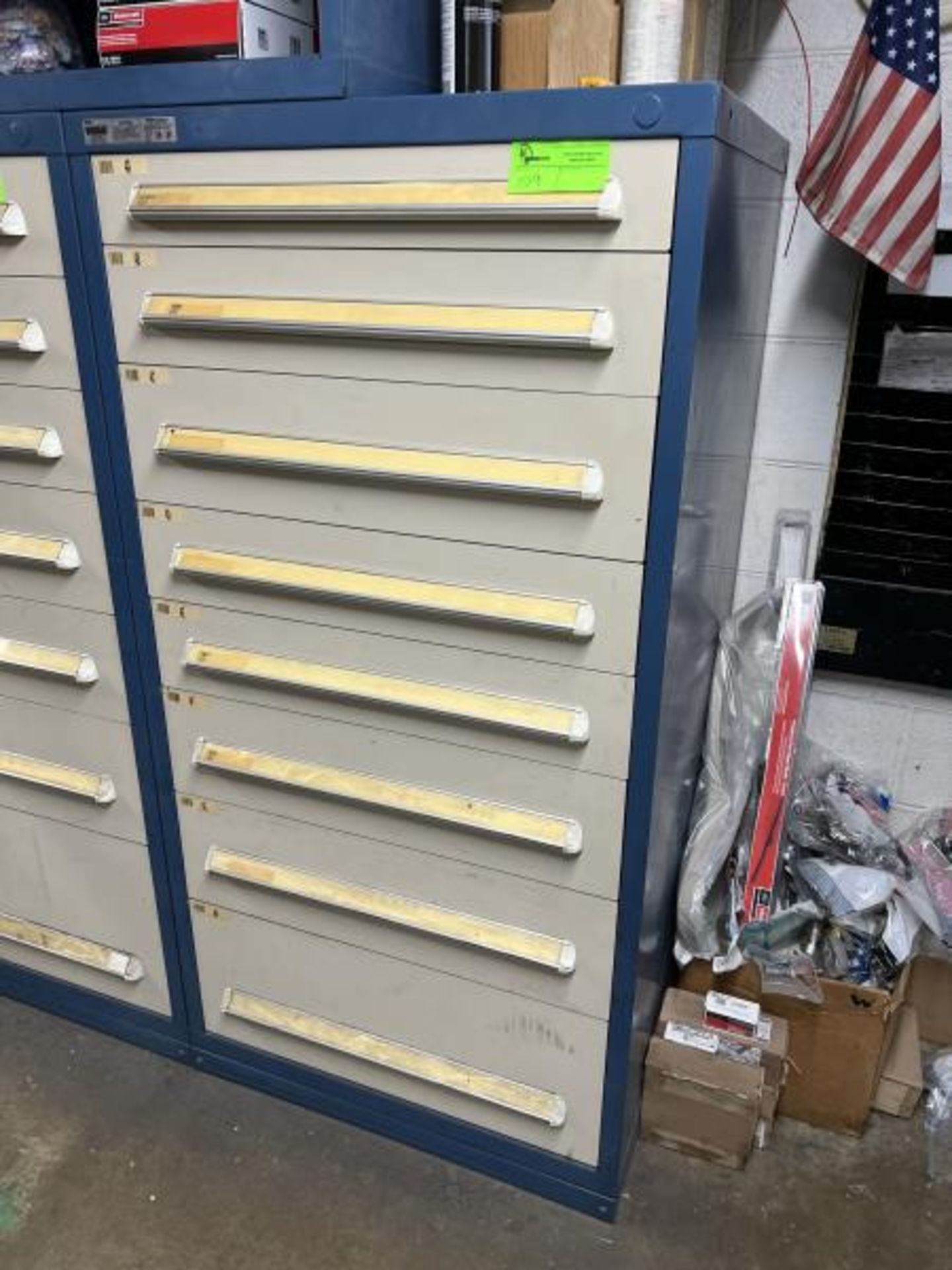 Blue Vidmar (7) Drawer High Volume Parts Unit, 30"Wide x 59"Tall x 28"Deep