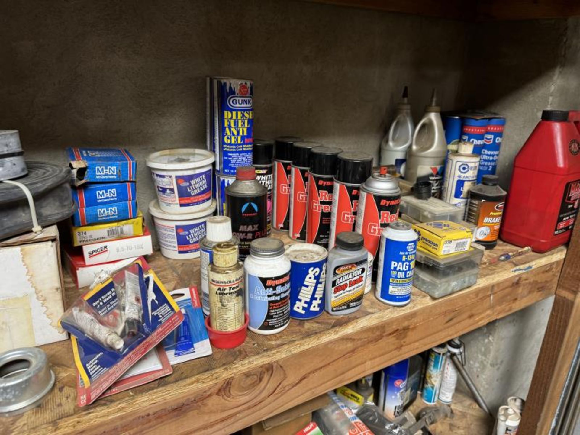 Contents of Shelving Unit (NOT SHELF) Including: Paint, Auto Fluid, Bearings, Welding Rods, Used Alt - Image 10 of 13