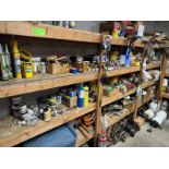 Contents of Shelving Unit (NOT SHELF) Including: Spray Paint, Concrete Adhesive, Vehicles Fuses, Veh