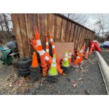 Group Of Traffic Cones & Plastic Construction Fence