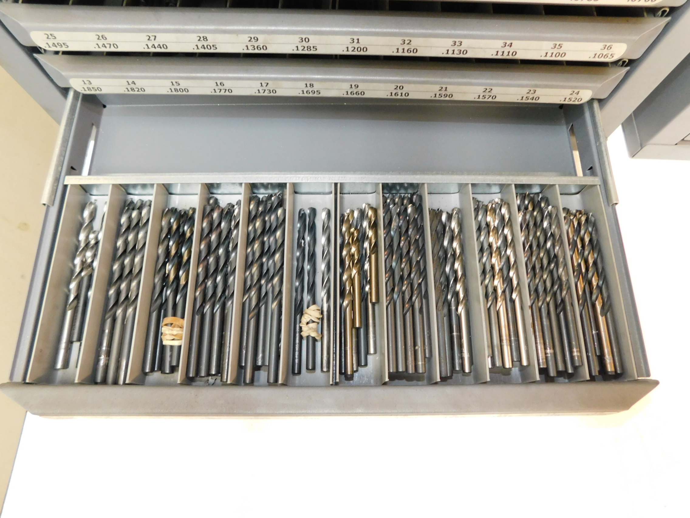 Drill Bit Cabinet w/Number Size Drill Bits