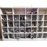 Contents of Wooden Shelving - Black Pipe Fittings, Toolboxes, Saw Horse Legs
