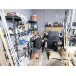 Shelving and Contents, Maintenance Area, Tools, Misc. Work Bench, Vice, ETC.