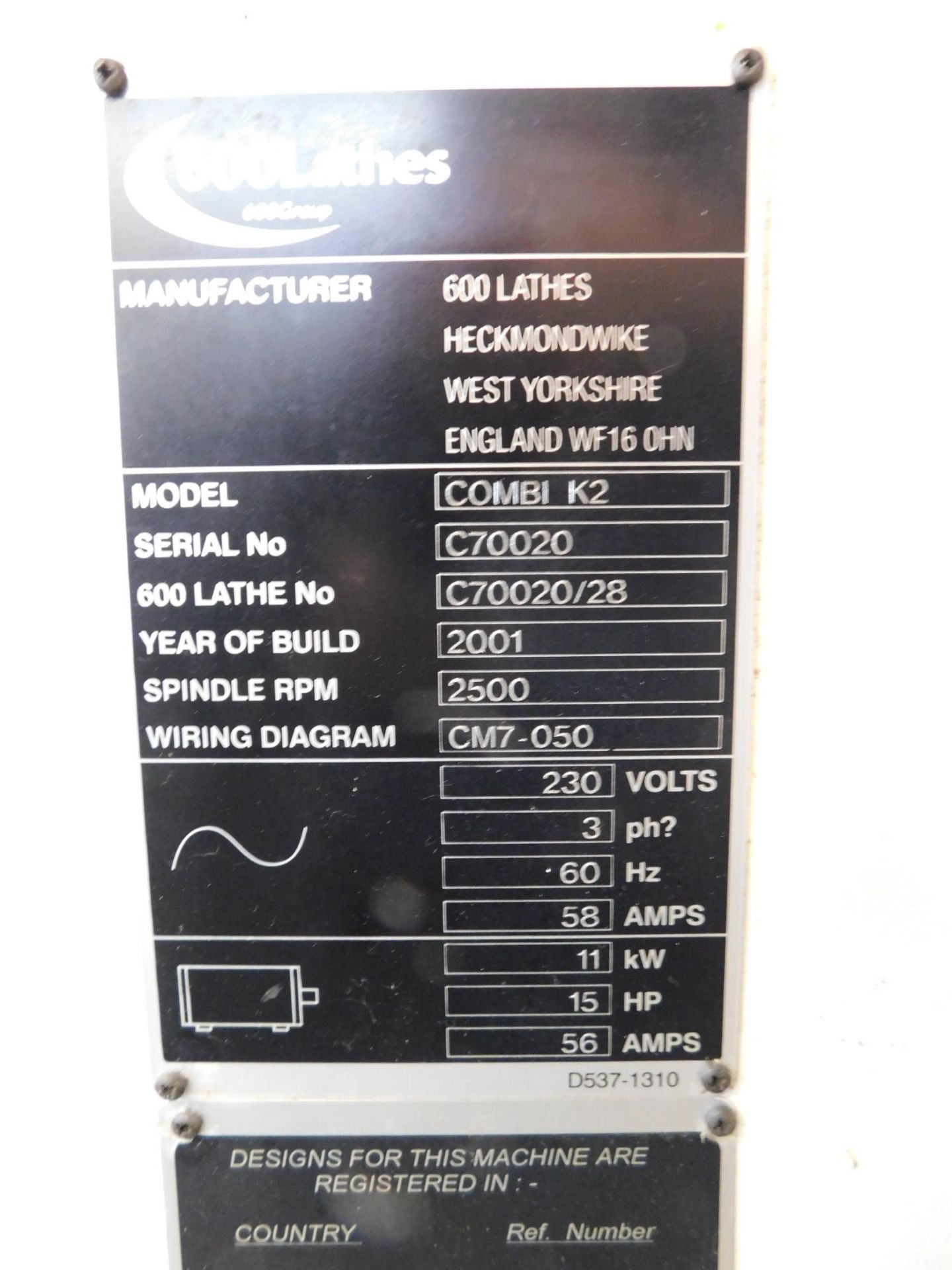 Clausing Colchester Model K Series 2000 CNC Lathe, s/n C70020, New 2001, Fanuc 210i-T Touch Screen - Image 14 of 14