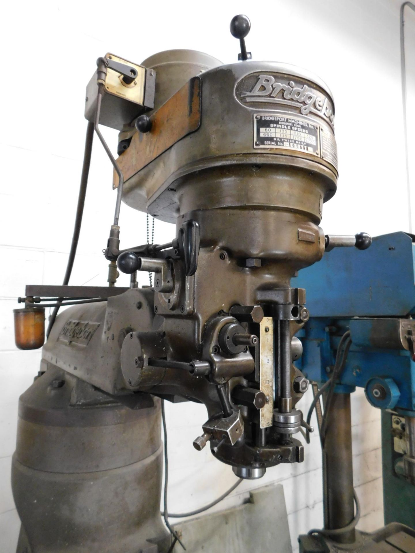 Bridgeport 1 HP, Step Pulley Vertical Mill, s/n 12BR105821, 9" X 36" Table, 4" Riser, Trav-A-Dials - Image 3 of 6