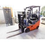 Toyota Model 8FGCU15 Fork Lift, s/n 4 21414, 3,000 Lb. Capacity, LP, Hard Tire, 2-Stage Short