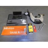 Mitutoyo 6" Gage Block, Standard Dial Snap Gage, Protractor, Trammels Gage Blocks, and Telescoping