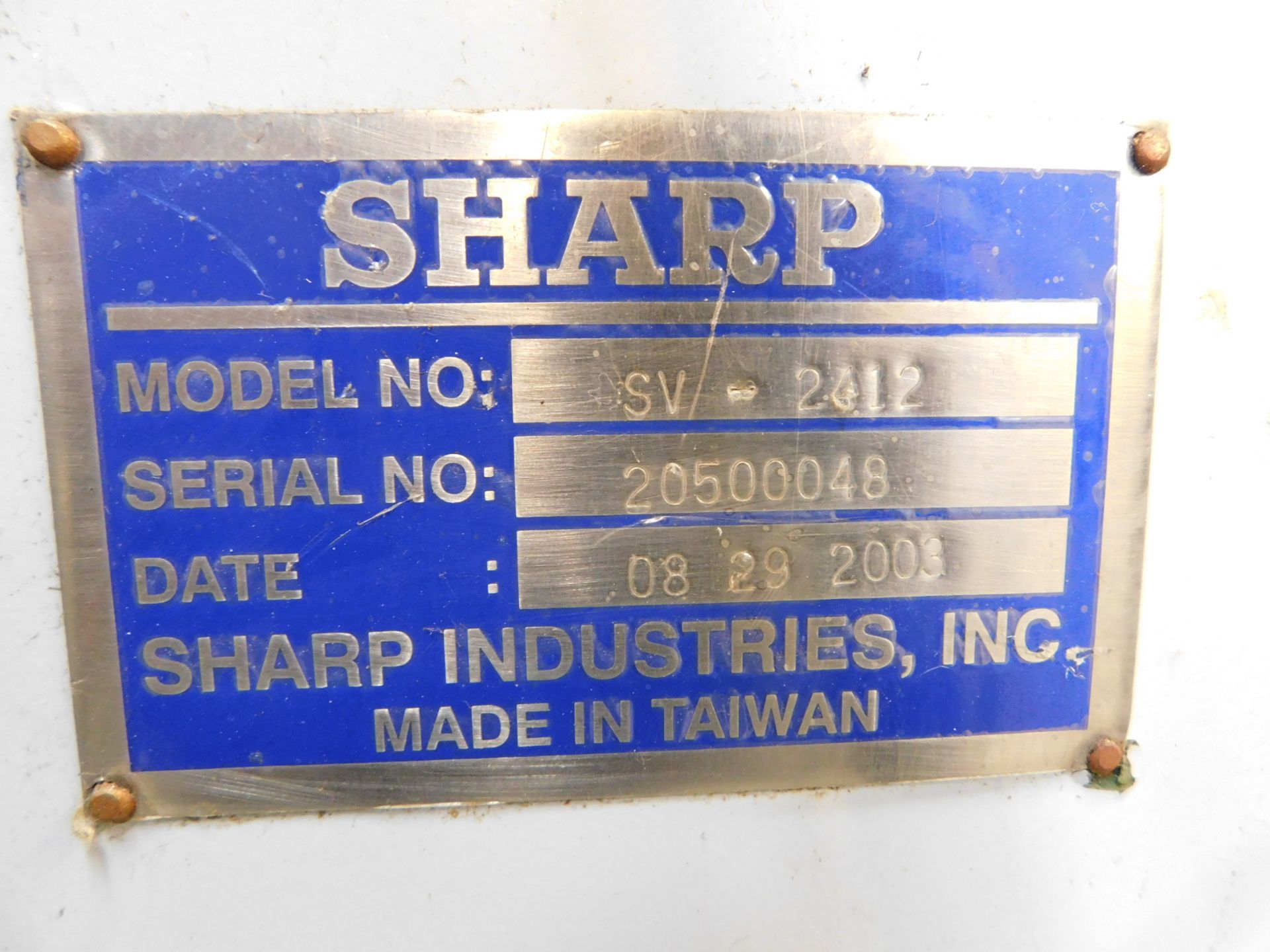 Sharp Model SV-2412 CNC Vertical Machining Center, s/n 2050004B, New 2003, Fanuc 0-MD CNC Control, - Image 12 of 12