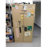 2-Door Upright Metal Storage Cabinet and Contents