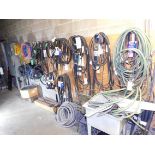 Belts and Hose Hanging on Wall, Shop Chairs, Utility Sink, Fan Blades