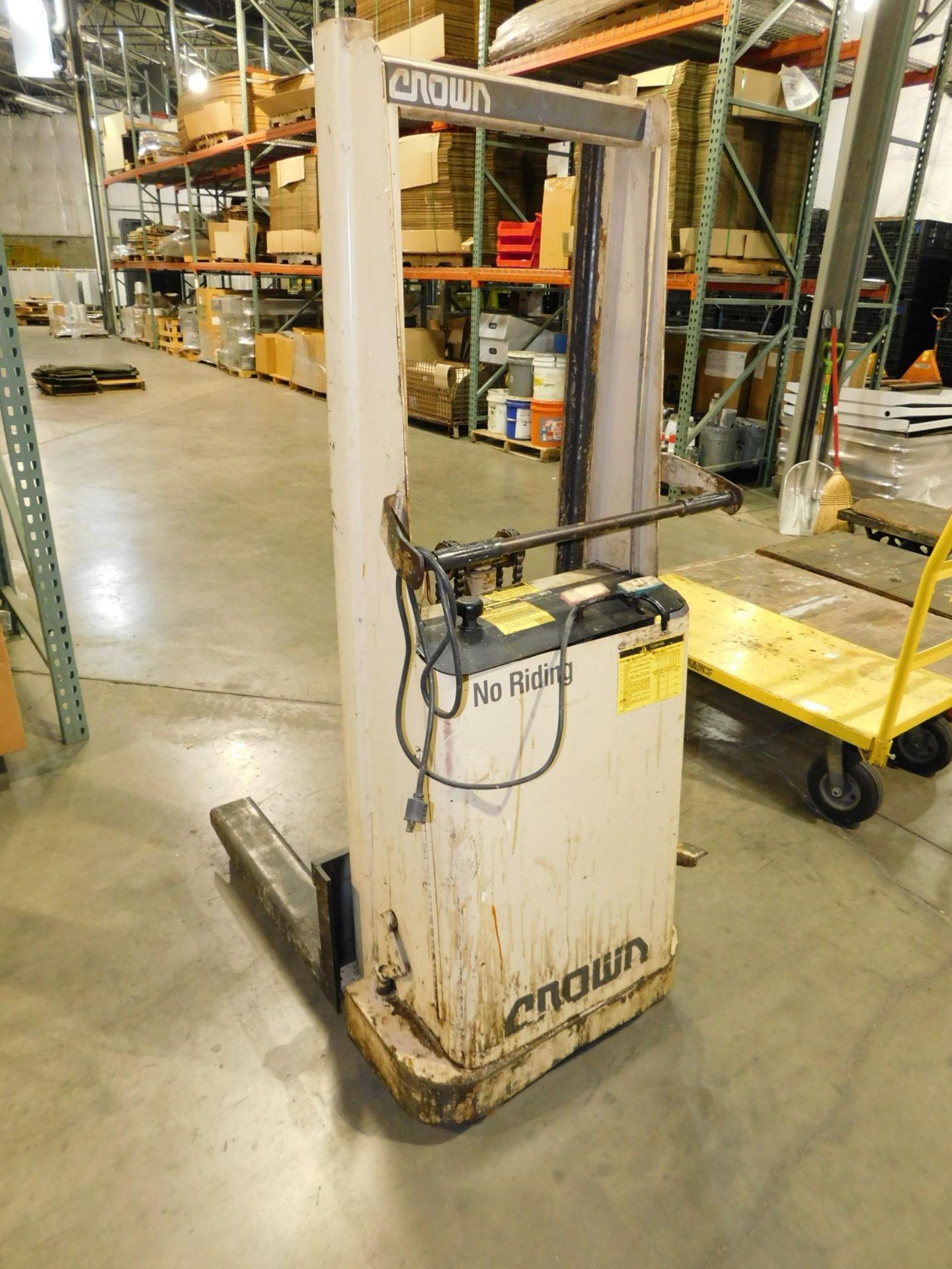 Crown Model 15 Walk Behind Electric Fork Lift, s/n 28365, 1,500 Lb. Capacity, Build in Charger