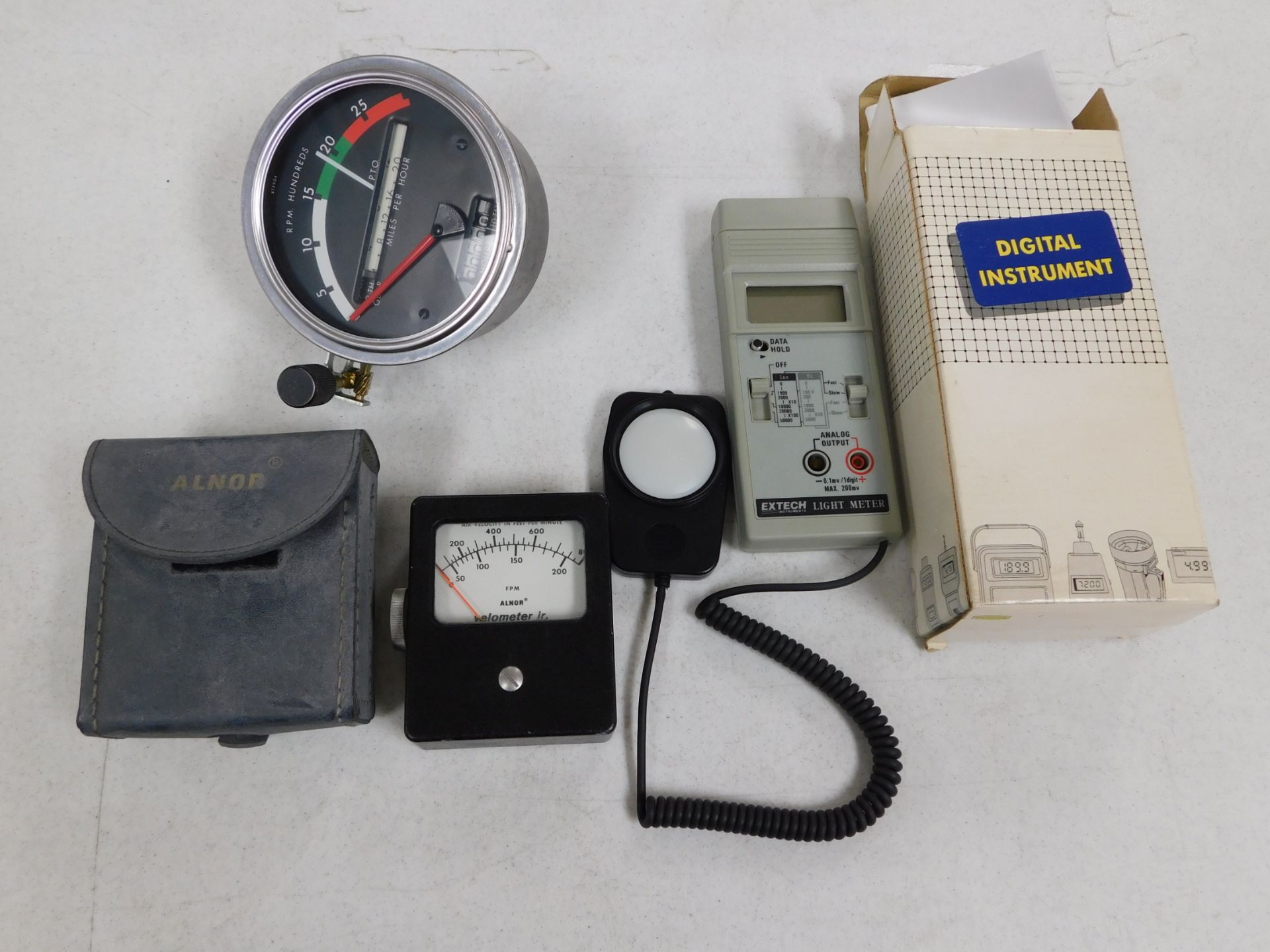 Almor Velometer, Tachometer, and Extech Digital Light Meter