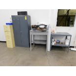 2-Door Metal Upright Storage Cabinet and 4-Drawer File Cabinet and Contents