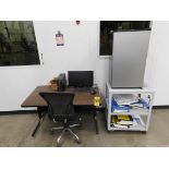 Desk and Refrigerator