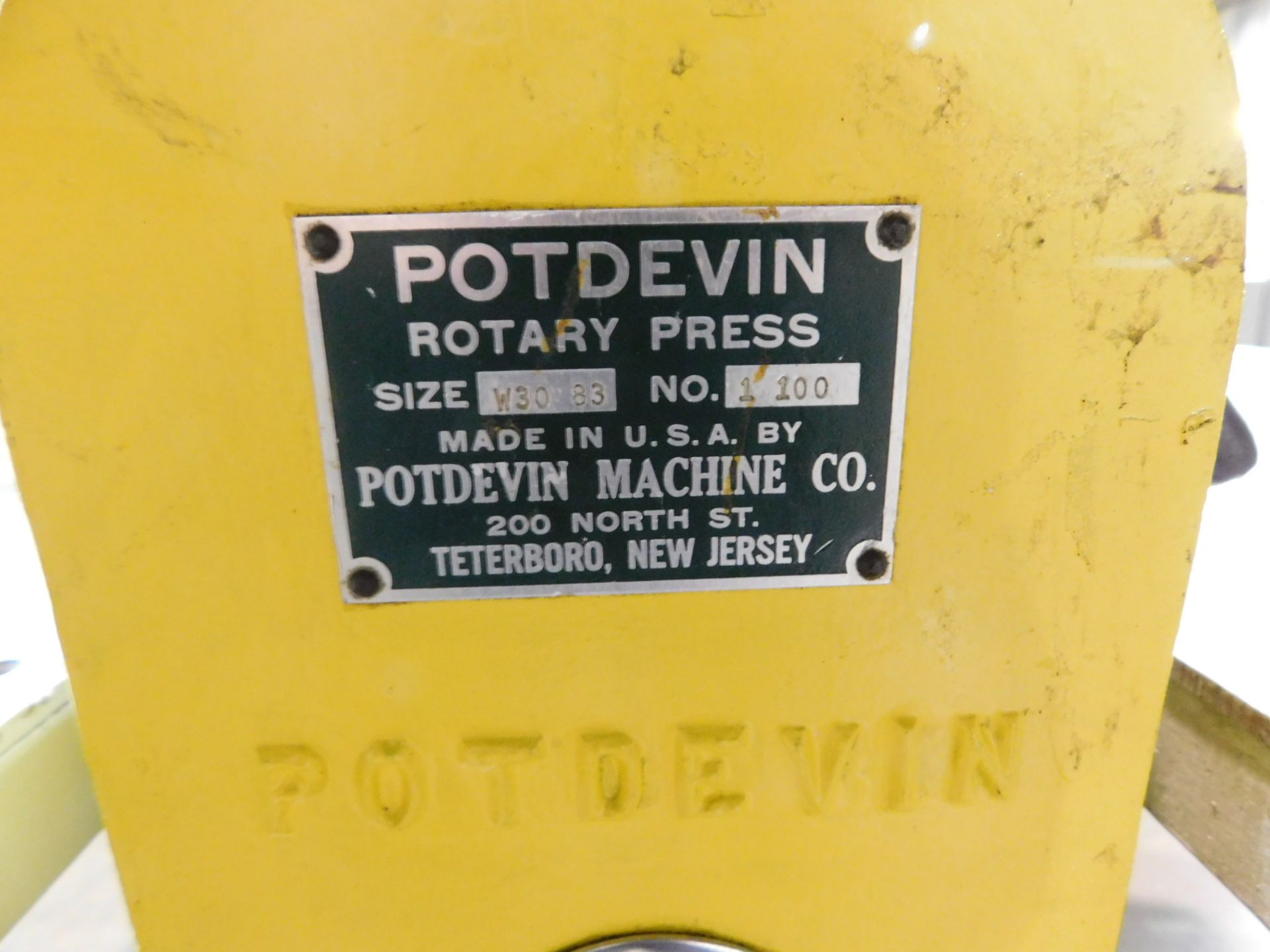 Potdevin Model W-30-83 Rotary Press, s/n 1-100, Vari Speed Drive, 110/1/60, 30" Width Capacity, Foot - Image 8 of 8