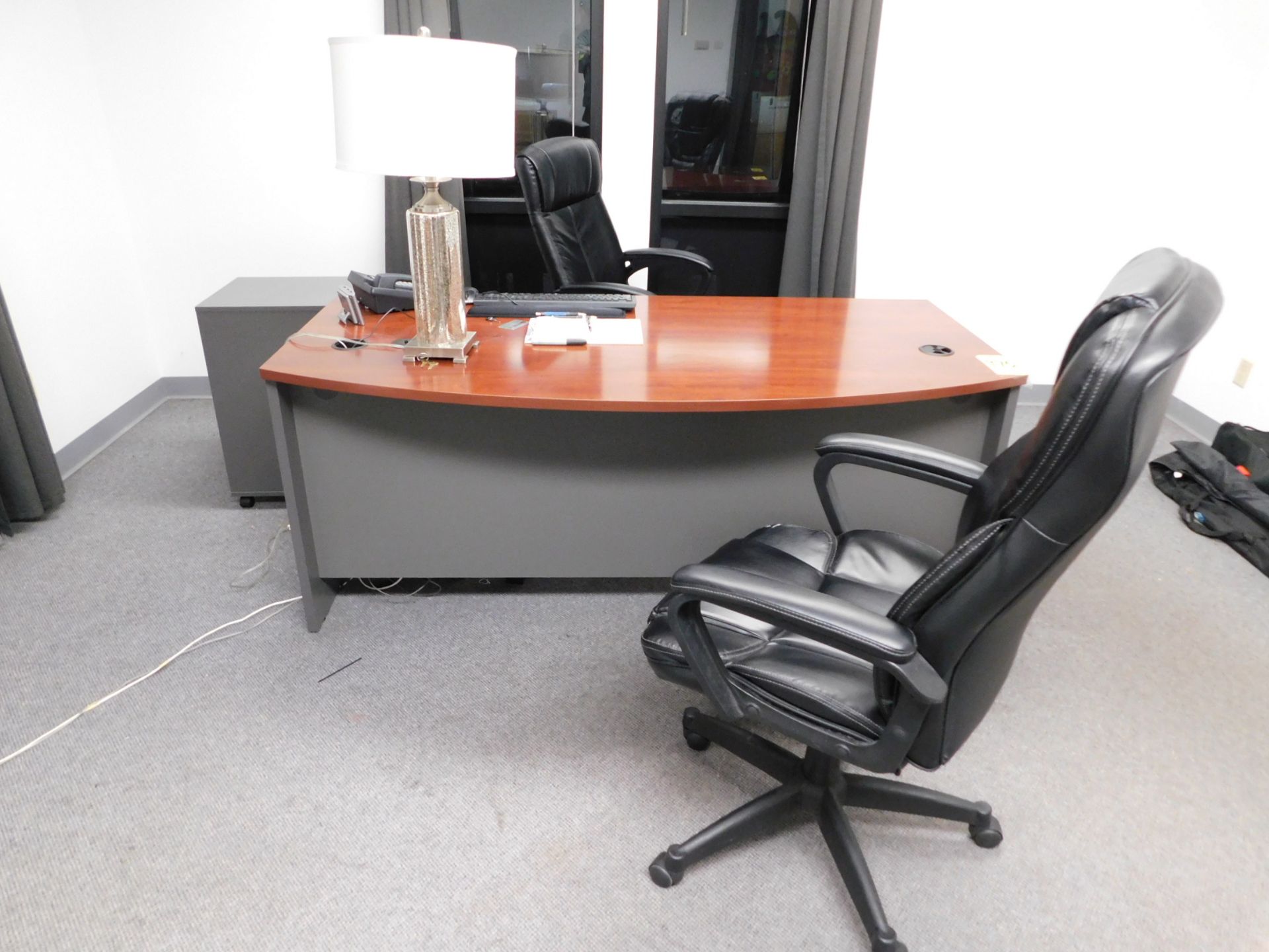 Desk, File Cabinet, and (2) Chairs