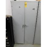2-Door Upright Metal Storage Cabinet and Contents