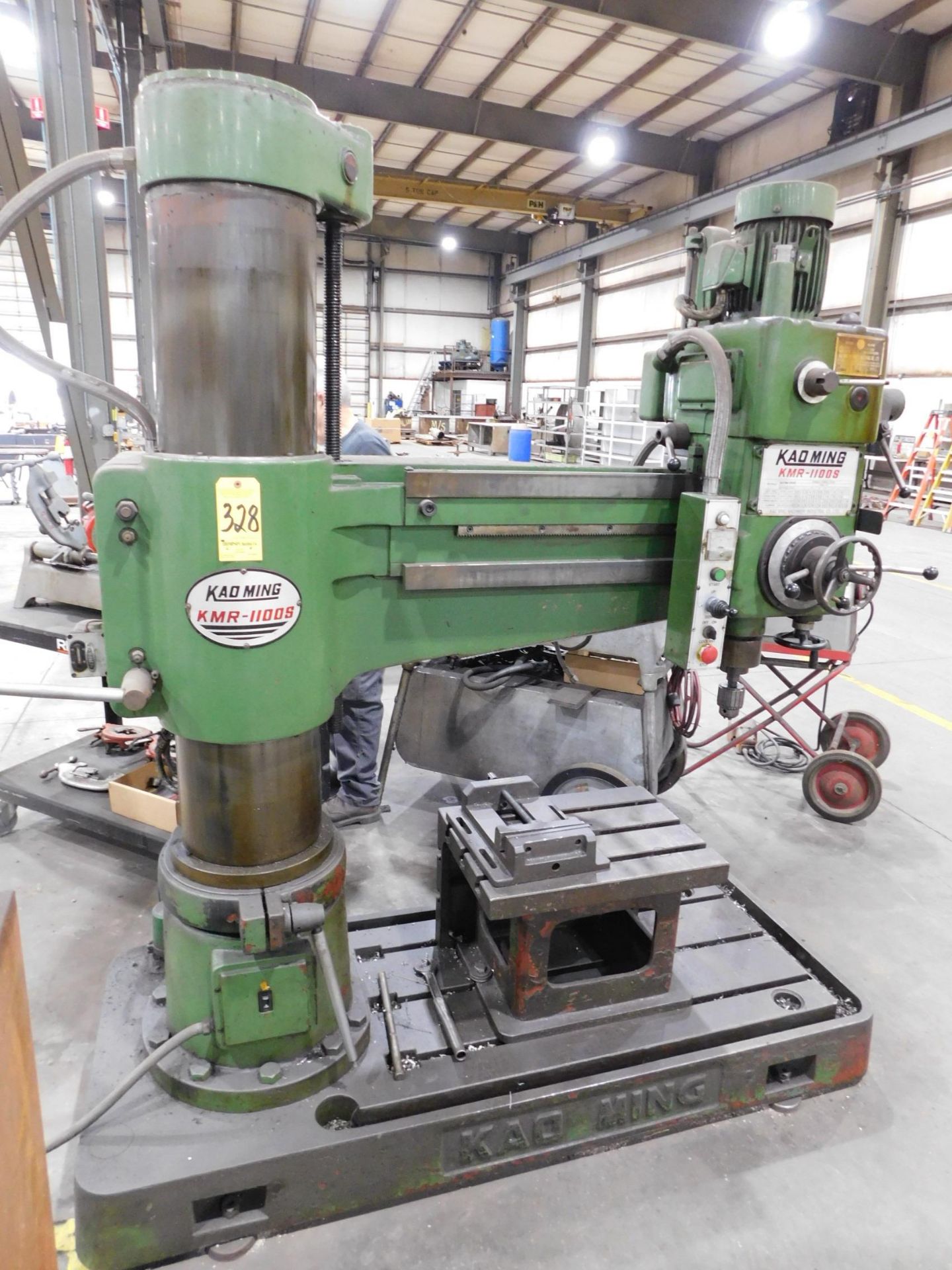 Kao Ming Model KMR-1100S Radial Arm Drill, s/n 1105, Box Table, 4' Arm, 11.8" Column