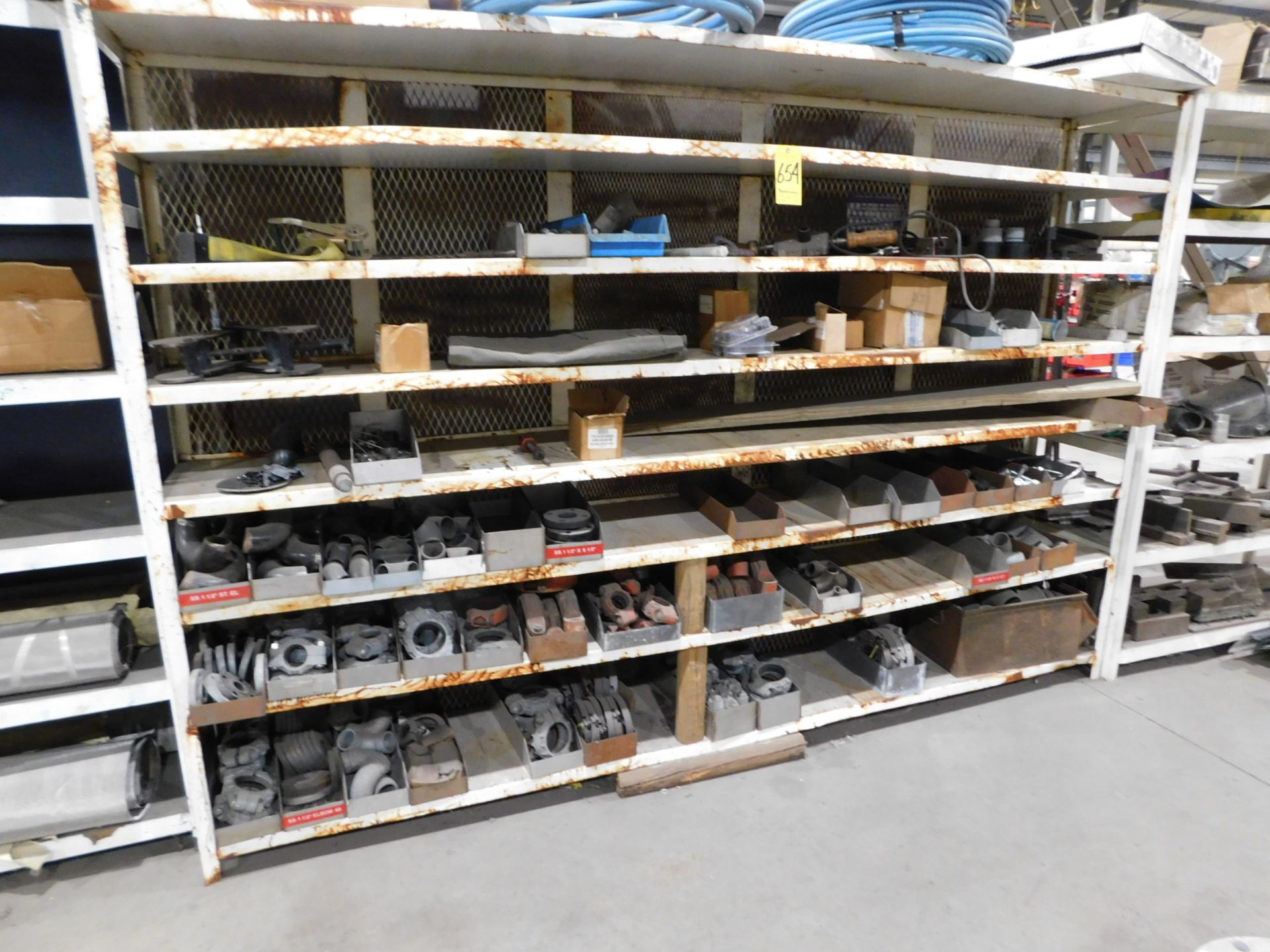 Metal Shelving Unit, Welded Construction, 80" H X 116" W X 18" Deep, with Contents