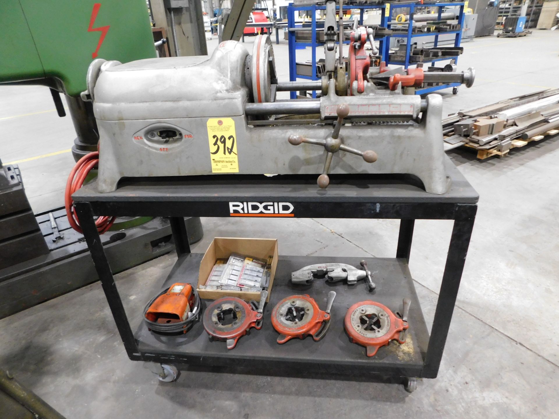 Ridgid Model 535 Pipe Threader, s/n 343317, Die Heads, Chasers, Foot Pedal Control, 110/1/60
