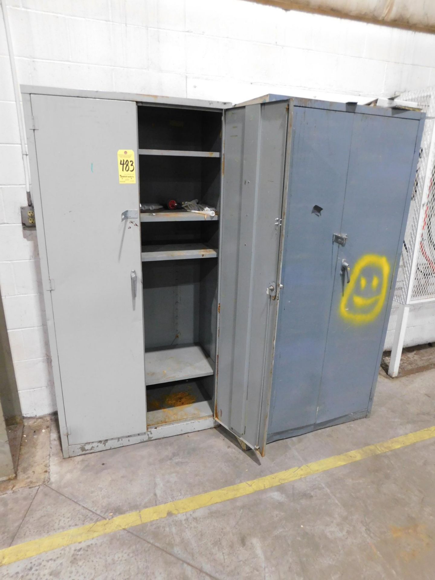 (2) 2-Door Metal Upright Storage Cabinets