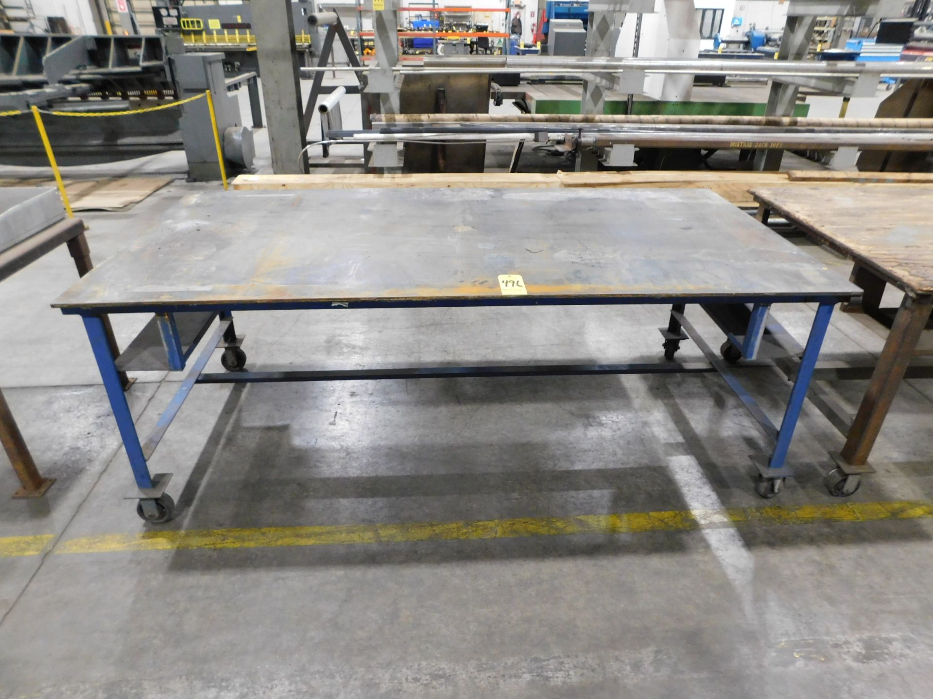 Steel Shop Table, with 1/4" Thick Top, 48" X 96" X 36" High, with Casters