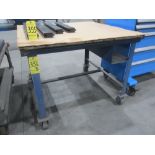 Shop Table on Casters, 48" X 48" X 37", No Contents