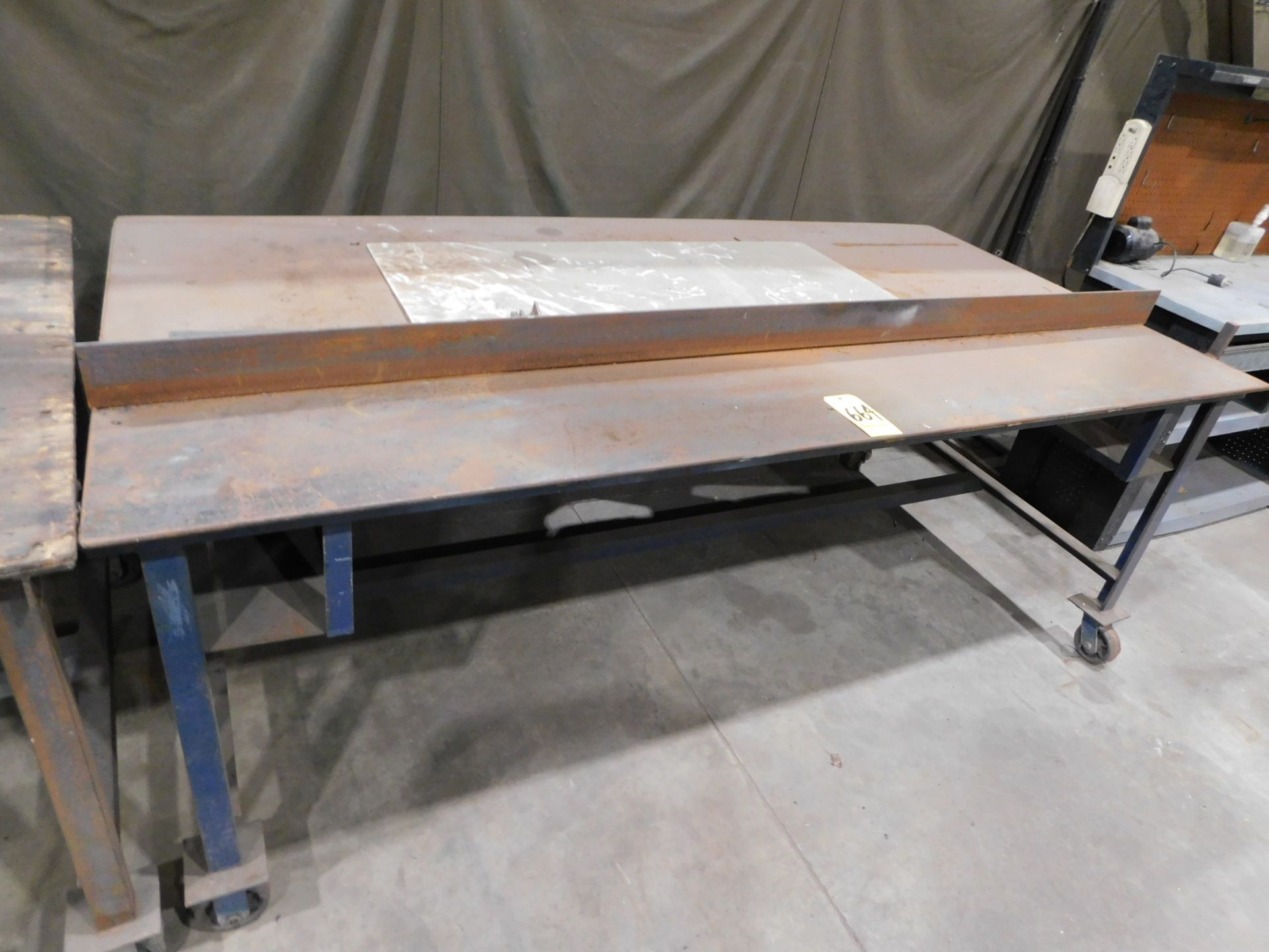 Shop Table on Casters, Steel Top, 4' X 8' X 36" High