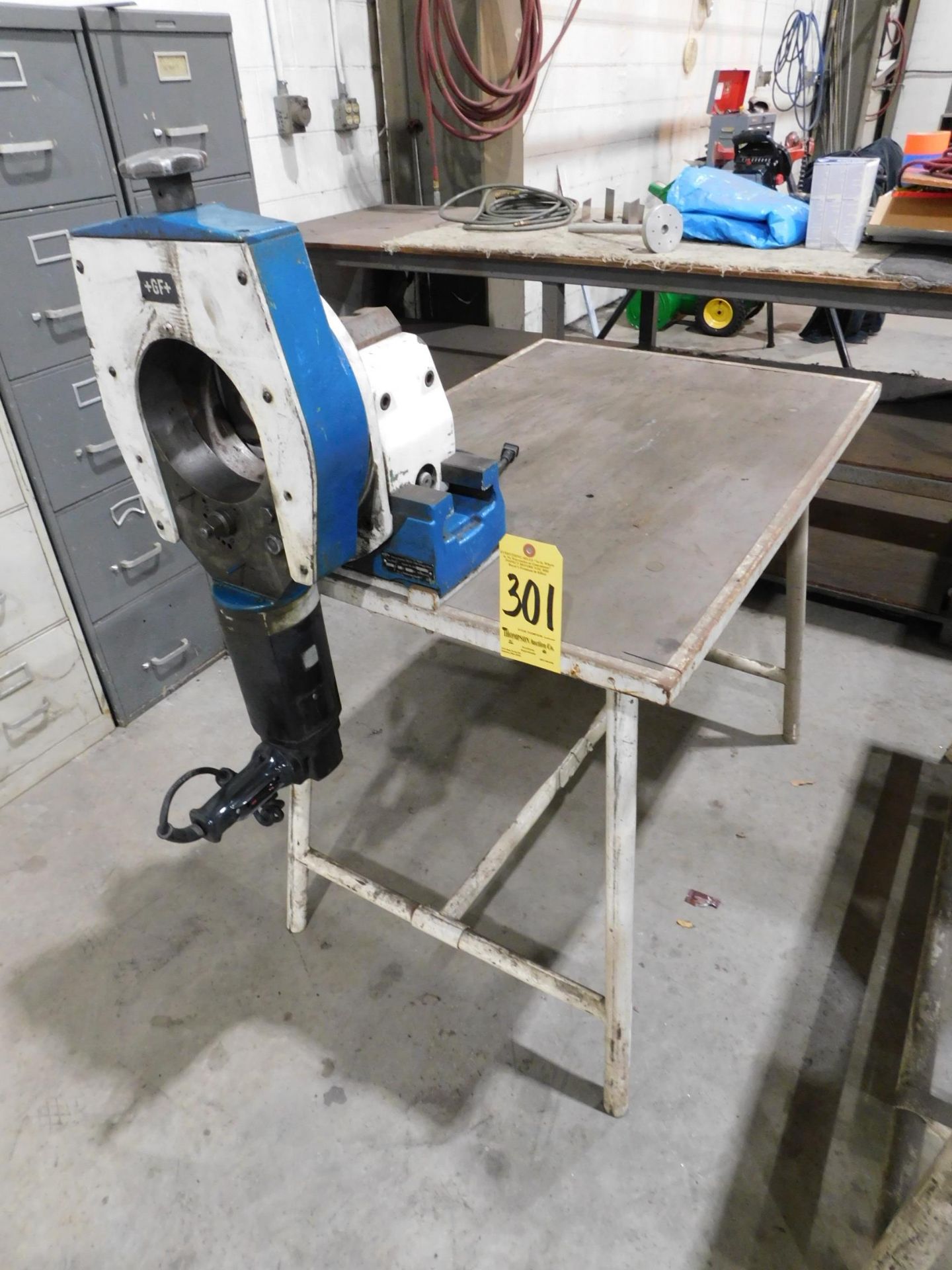 Georg Fischer Model RA6 Tubing Cut Off Saw, s/n 341214, 2" - 6" Capacity, with Table, 110/1/60