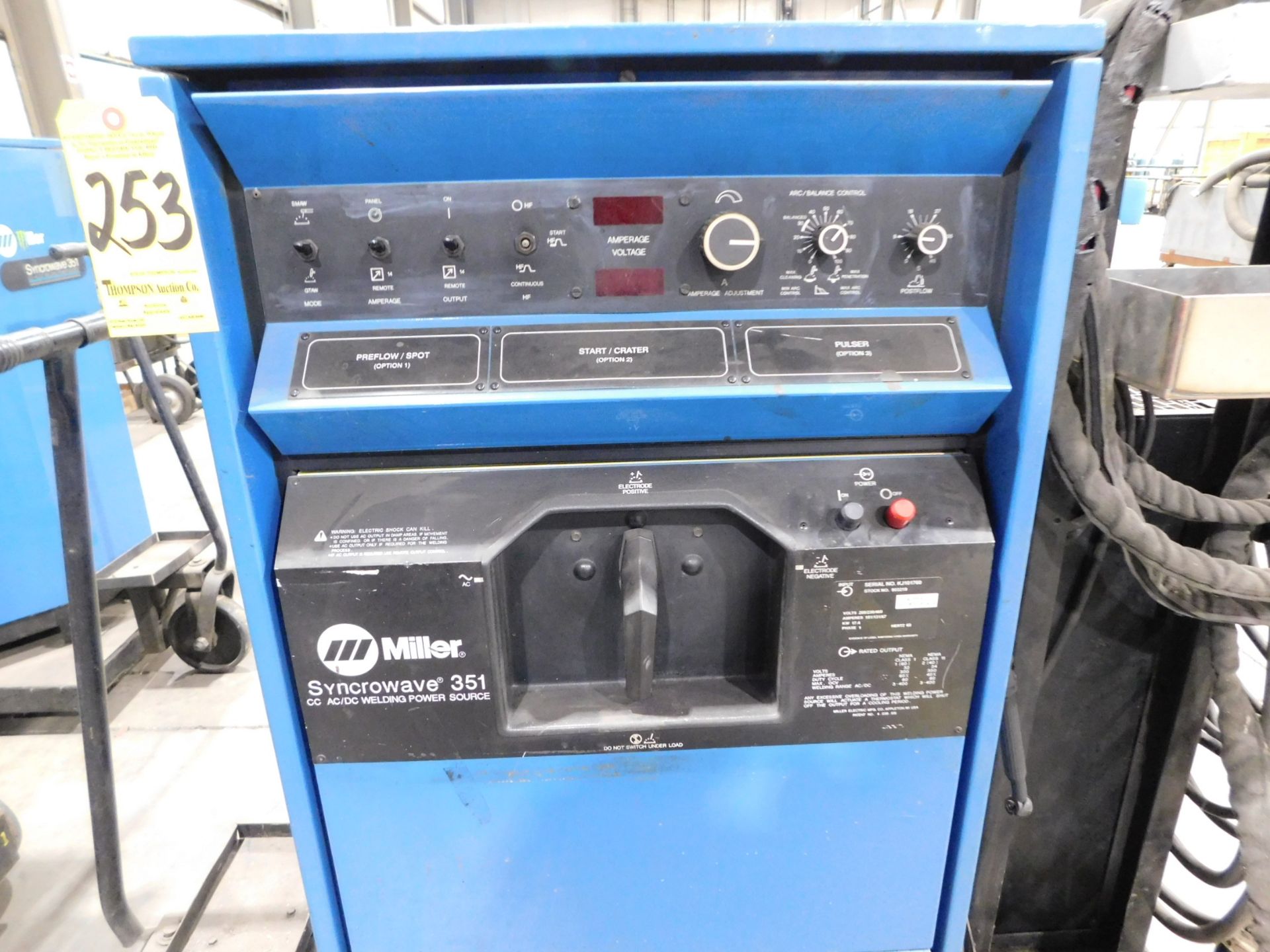 Miller Synchrowave 351 Tig Welder, s/n KJ101760, Chiller, Tig Gun, 230/460/1/60 - Image 2 of 7