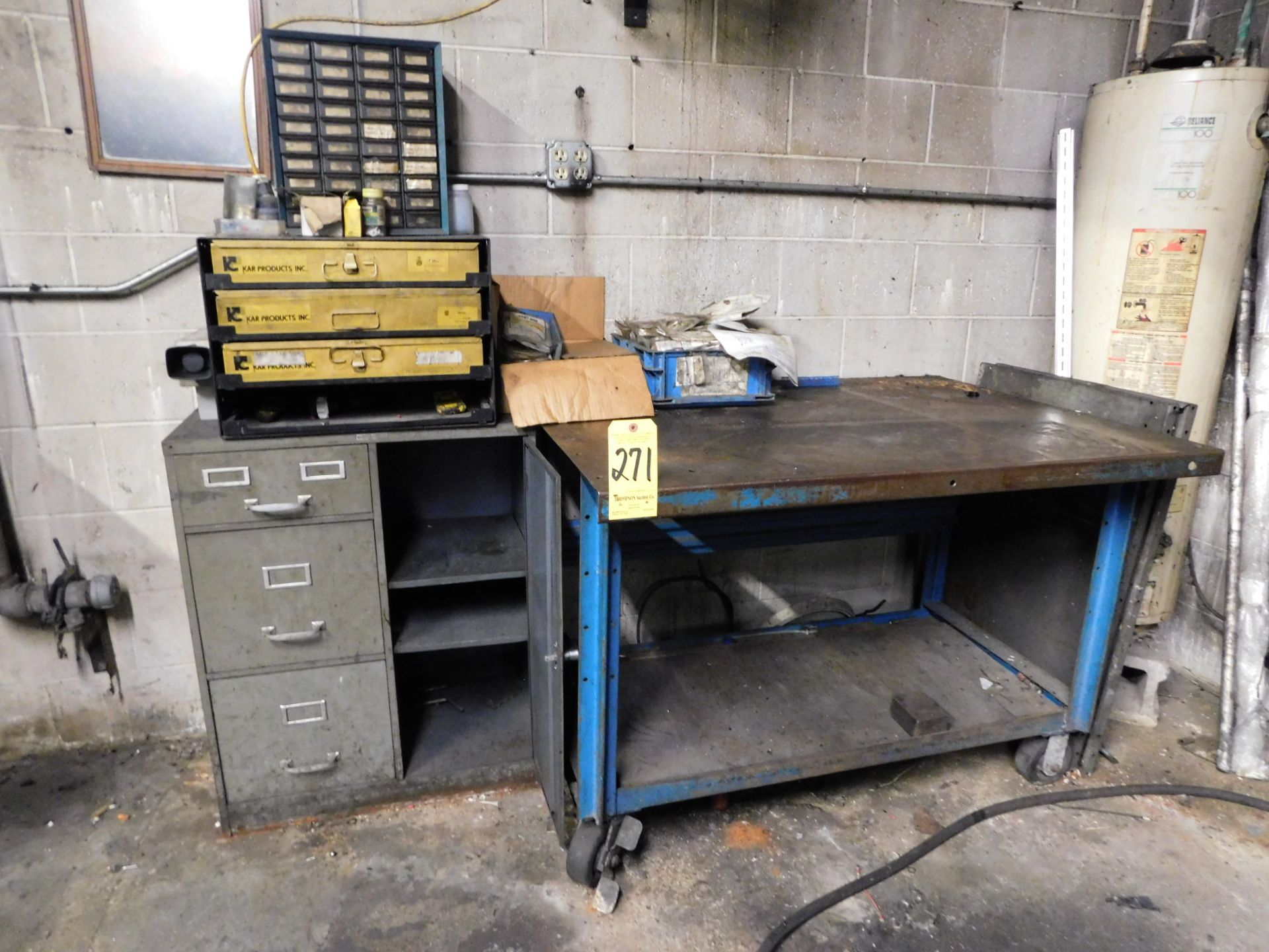 Workbench on Casters, Cabinet, and Kar Products Parts Cabinet