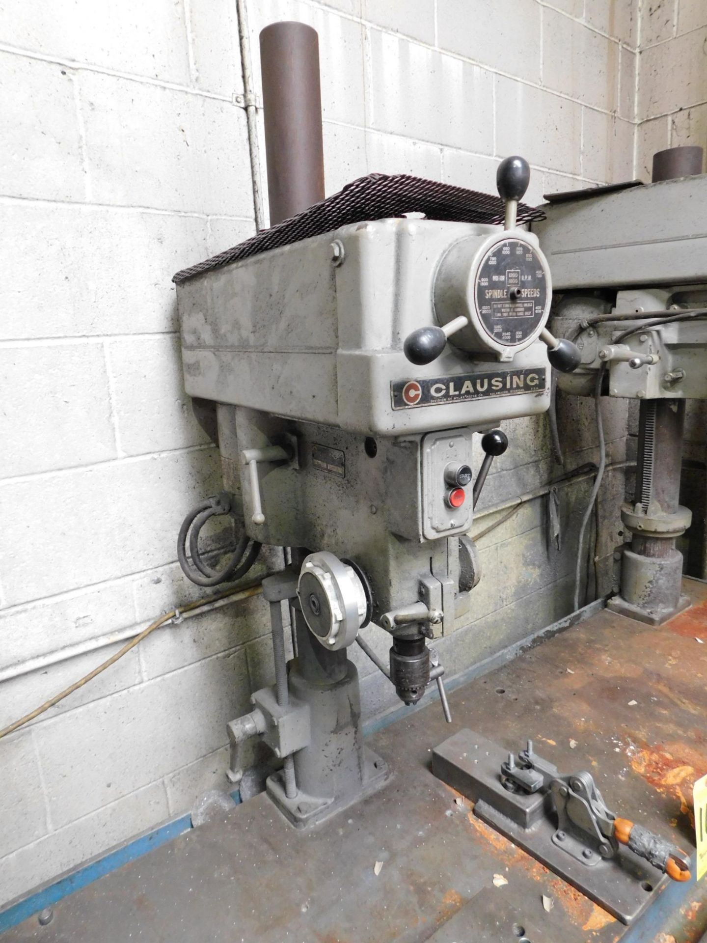 Clausing 2-Spindle Drill Press, (1) 15" Head, (1) 20" Head, Mounted on 20" X 72" Table - Image 2 of 7