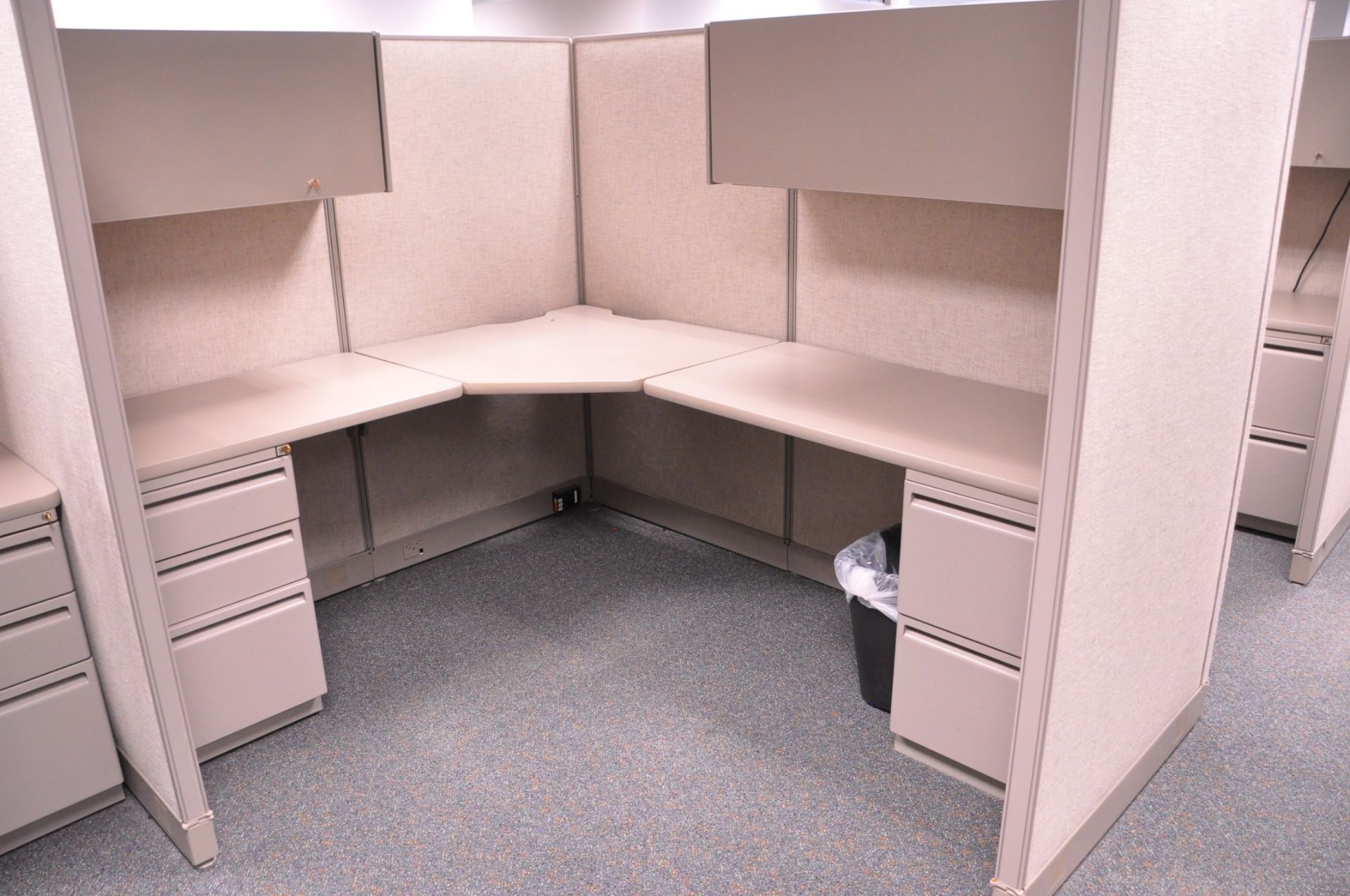 Lot-(1) 6-Station Cubicle Partition Work System with Overhead Cabinets, (No Chairs), (Located 2nd - Image 4 of 8