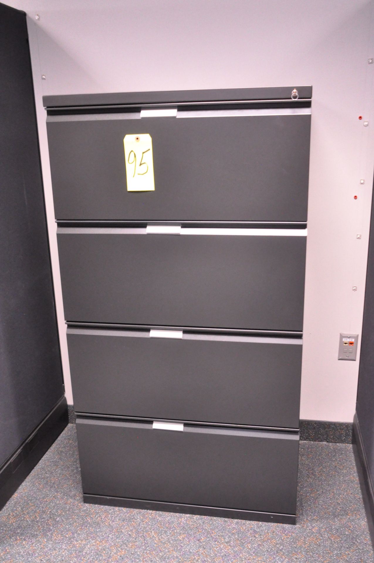 Lot-(1) Herman Miller 4-Station Cubicle Partition Work System with Standing Cabinets, and Partition - Image 12 of 12