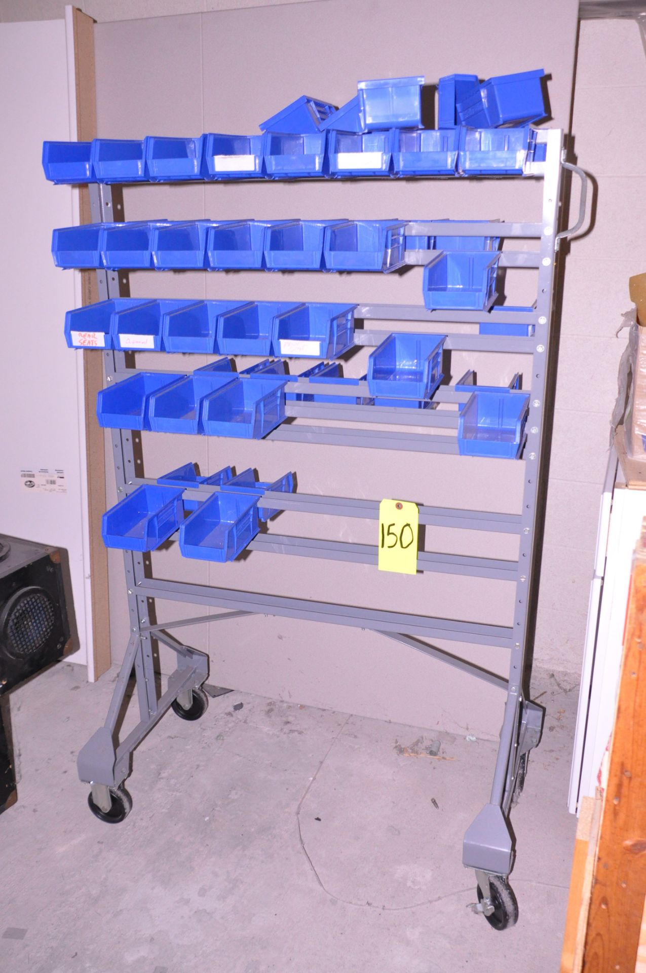 Lot-(2) Portable Bin Racks with Bins (on (1) Rack), (Located on Mezzanine)