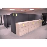 Lot-(1) Herman Miller 4-Station Cubicle Partition Work System with Standing Cabinets, and Partition