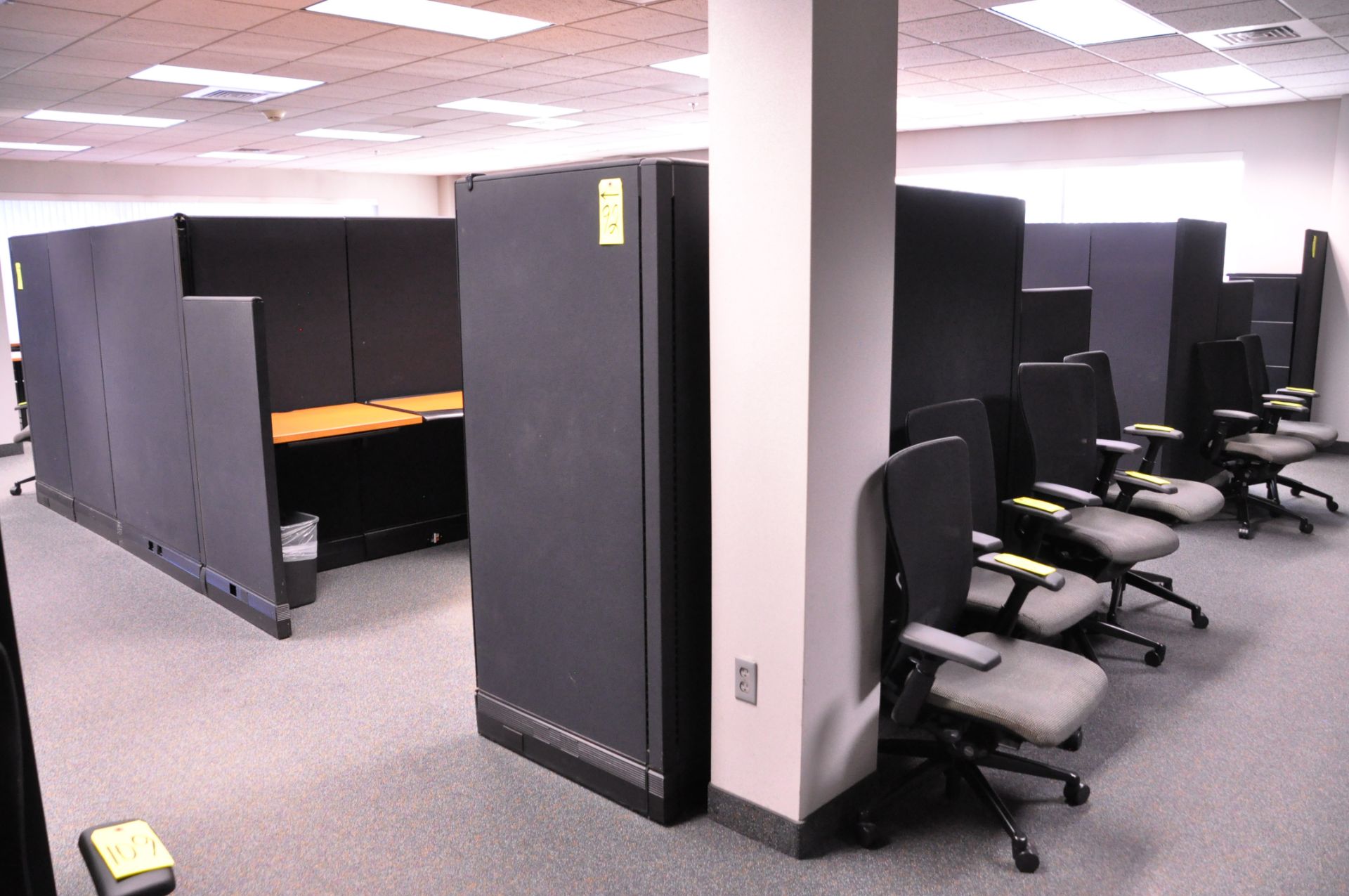 Lot-(1) Herman Miller 6-Station Cubicle Partition Work System with Standing Cabinets and Partition - Image 2 of 9