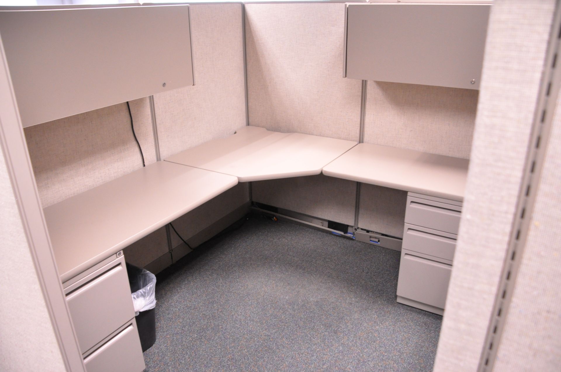 Lot-(1) 6-Station Cubicle Partition Work System with Overhead Cabinets, (No Chairs), (No Lateral - Image 8 of 8