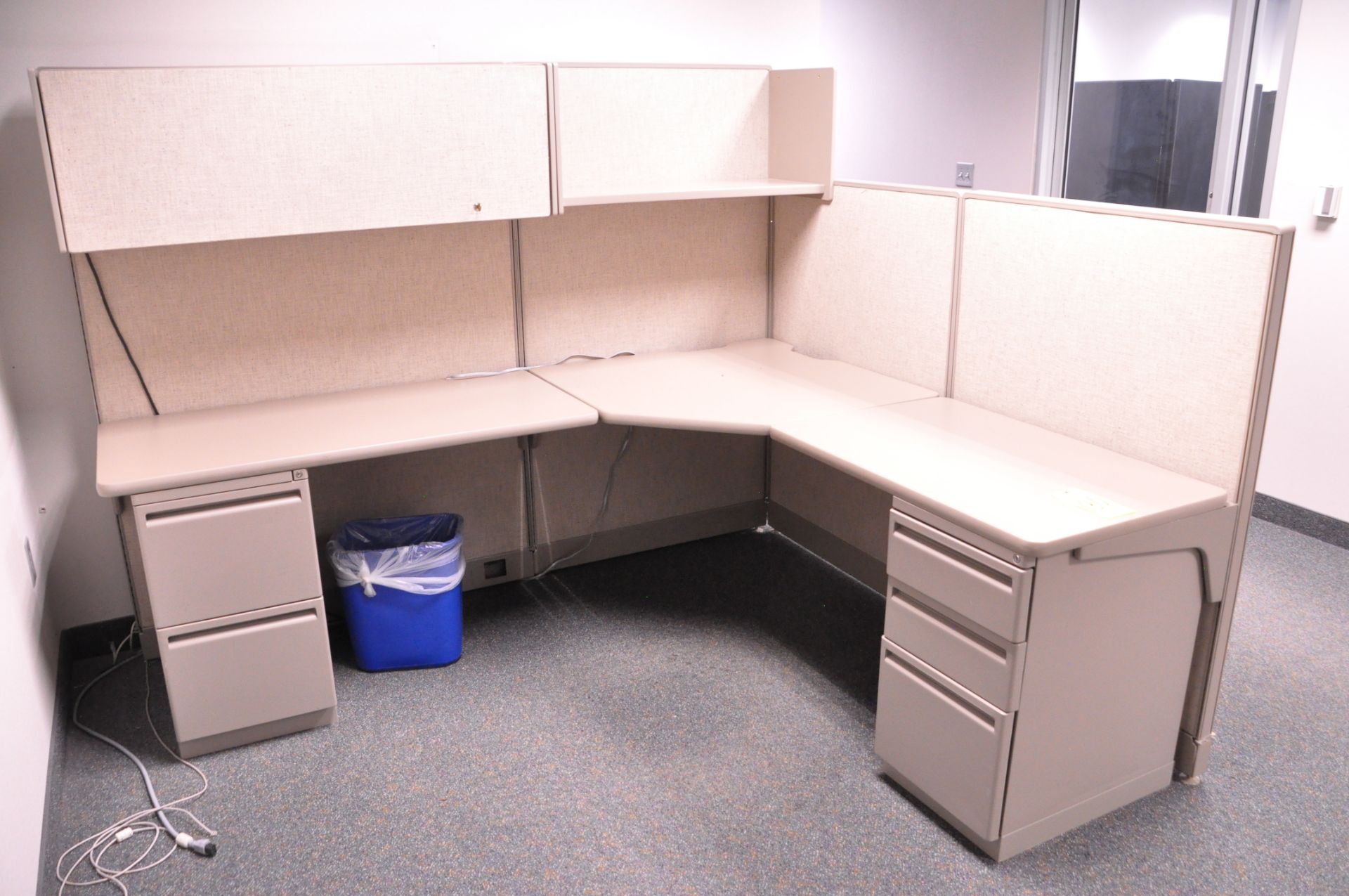 Lot-(1) Single Station Cubicle Partition Work System with Overhead Cabinet, (No Chairs), (Located - Image 2 of 2