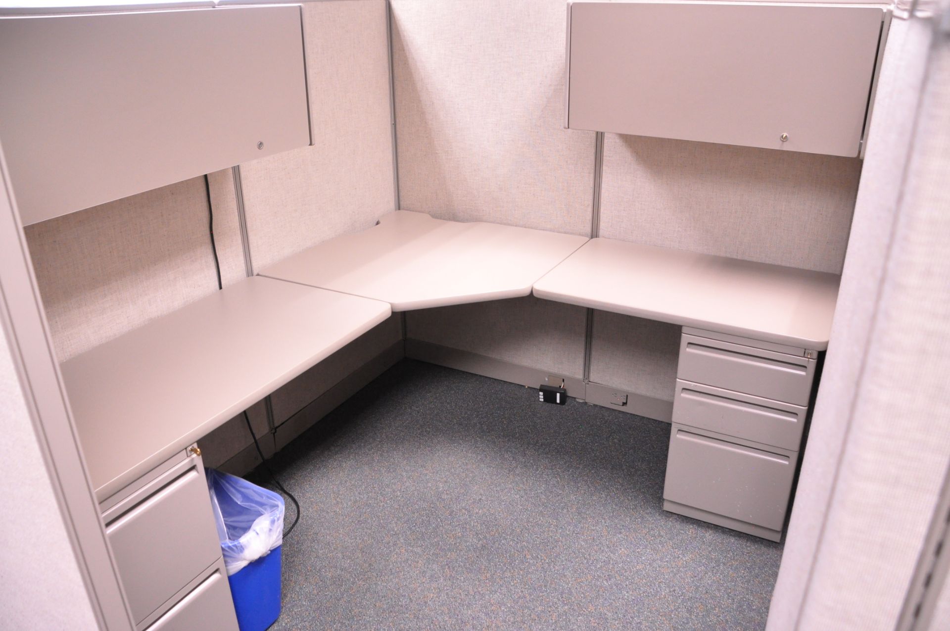 Lot-(1) 3-Station Cubicle Partition Work System with Overhead Cabinets, (No Chairs), (Located 2nd - Image 4 of 4