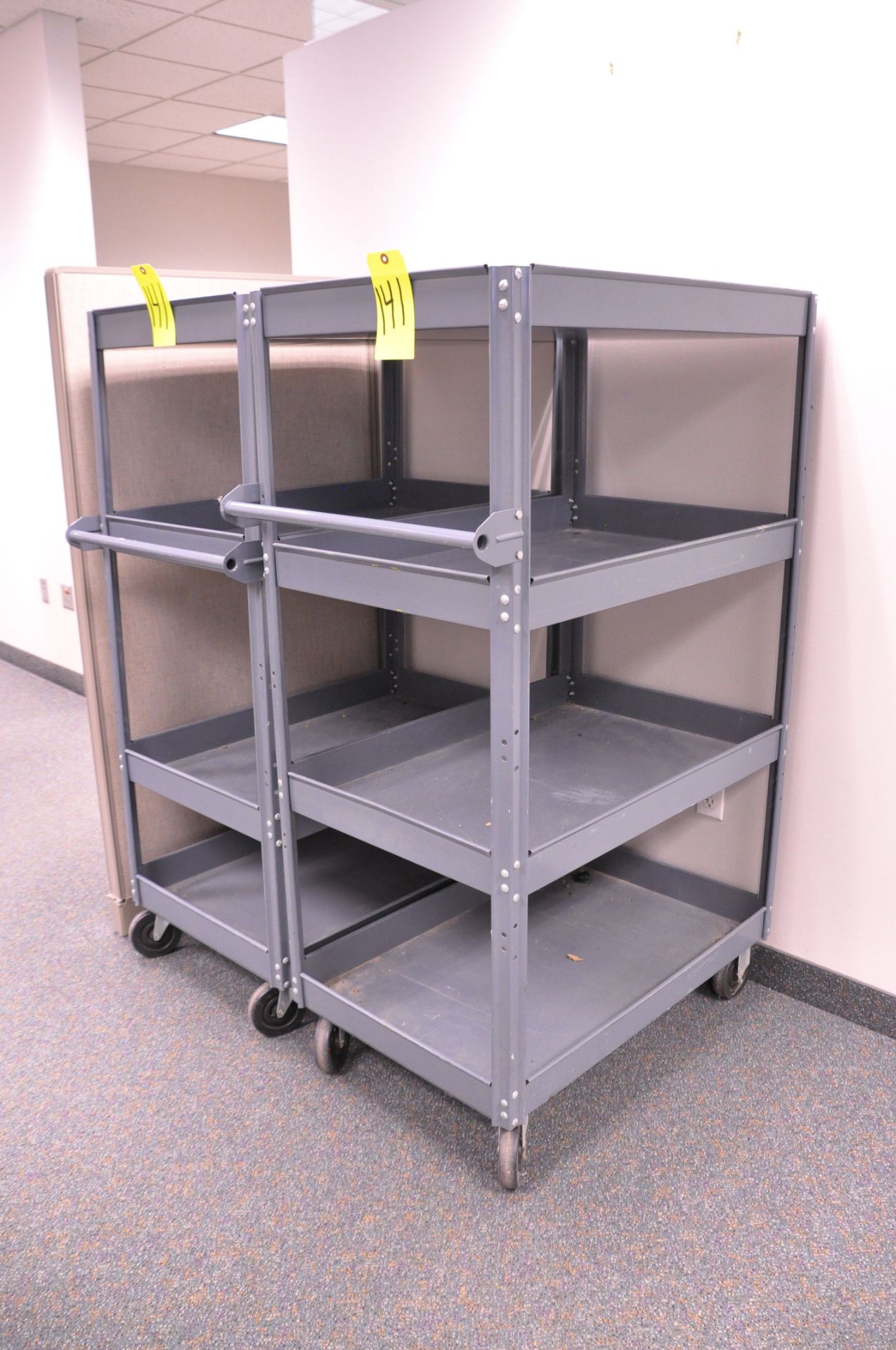 Lot-(2) 4-Shelf Steel Stock Carts, (Grey), (Located 2nd Floor Offices)