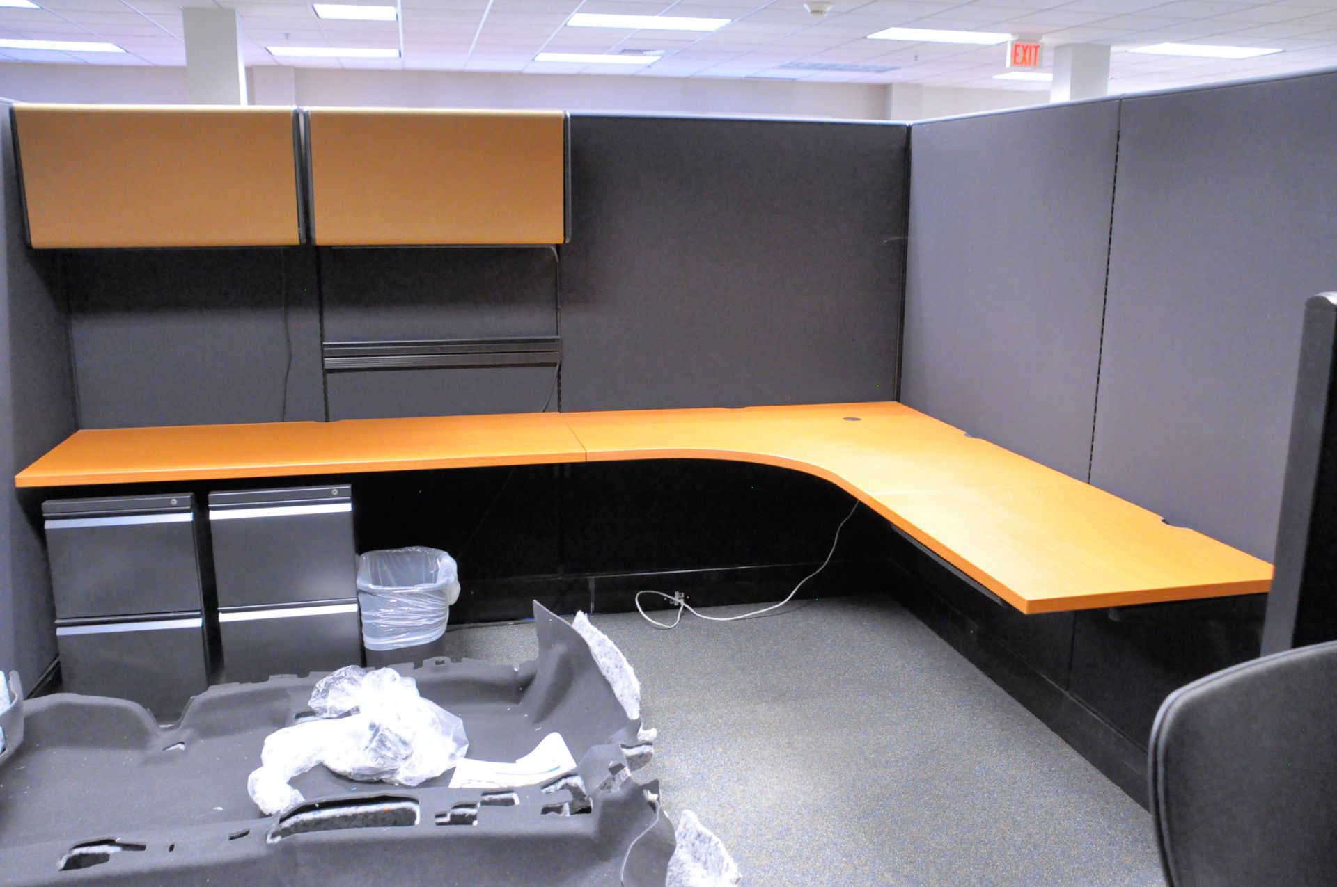 Lot-(1) Herman Miller 6-Station Cubicle Partition Work System with Standing Cabinets and Partition - Image 9 of 10