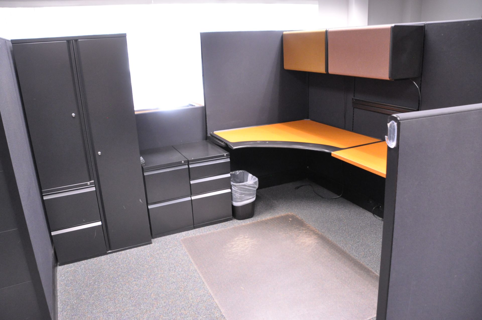 Lot-(1) Herman Miller 6-Station Cubicle Partition Work System with Standing Cabinets and Partition - Image 8 of 9