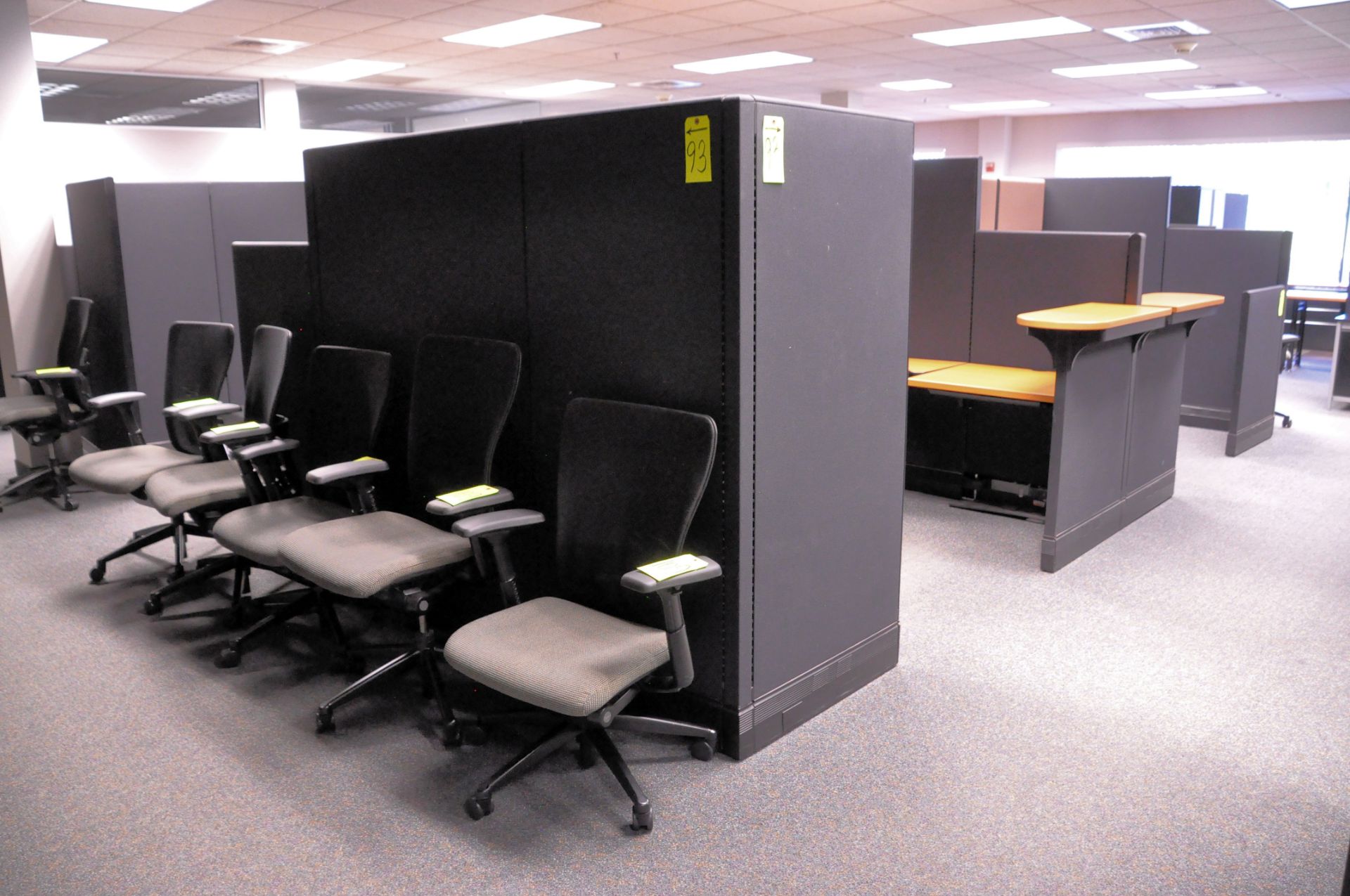 Lot-(1) Herman Miller 6-Station Cubicle Partition Work System with Standing Cabinets and Partition - Image 2 of 10