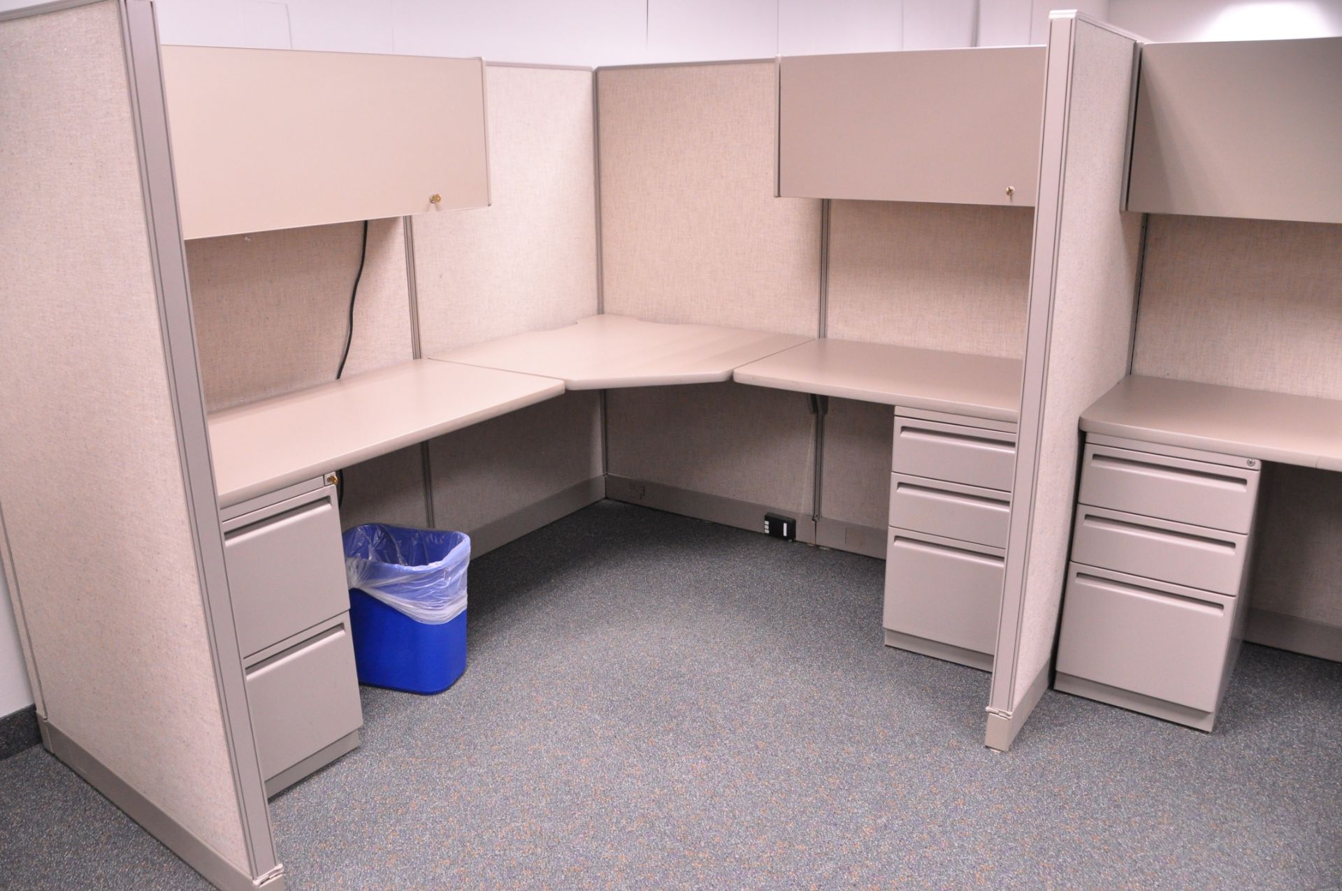 Lot-(1) 6-Station Cubicle Partition Work System with Overhead Cabinets, (No Chairs), (No Lateral - Image 3 of 8